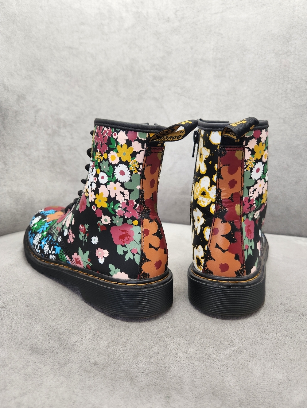 Dr. Martens Ankle Boots Women's 7 Black Floral Leather 1460 Pascal Mashup Rework - Picture 13 of 17